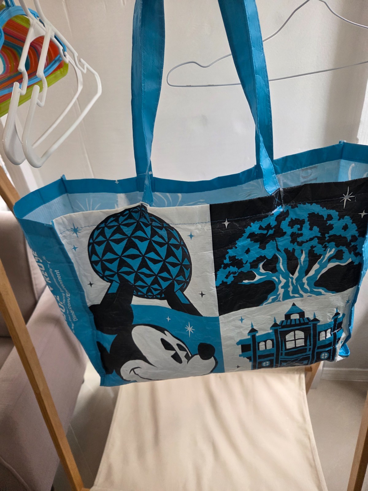 Walt Disney World Shopping Tote Bag Parks Blue Graphic Reusable Eco Friendly Bag