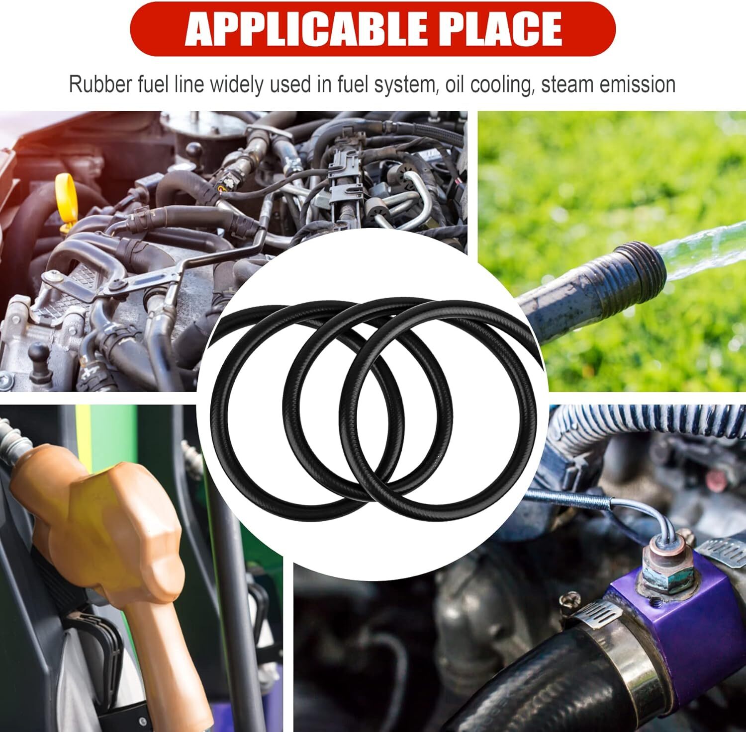 SPELAB 25FT Fuel Hose Line 3/8" ID Push Lock NBR Rubber SAE 30R7 300PSI