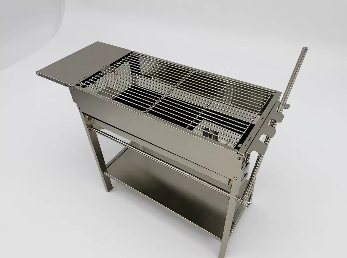 Stainless Steel Mangal Grill 3-in-1 BBQ Skewer Rotisserie Flip Basket Adjustable
