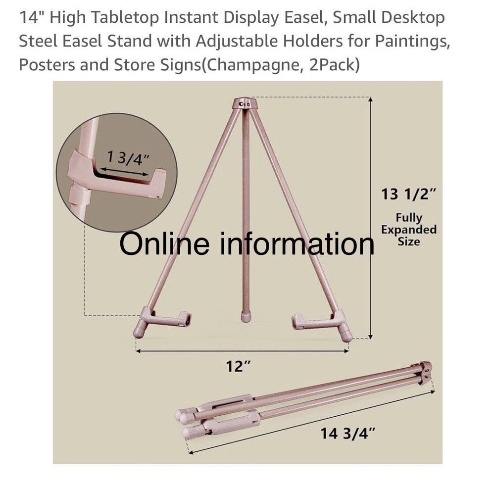 14" High Tabletop Instant Display Easel (Champagne,2Pack)