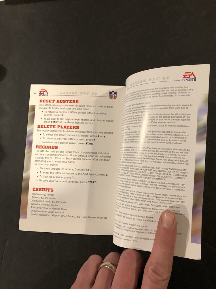 Madden 98 snes Manual only