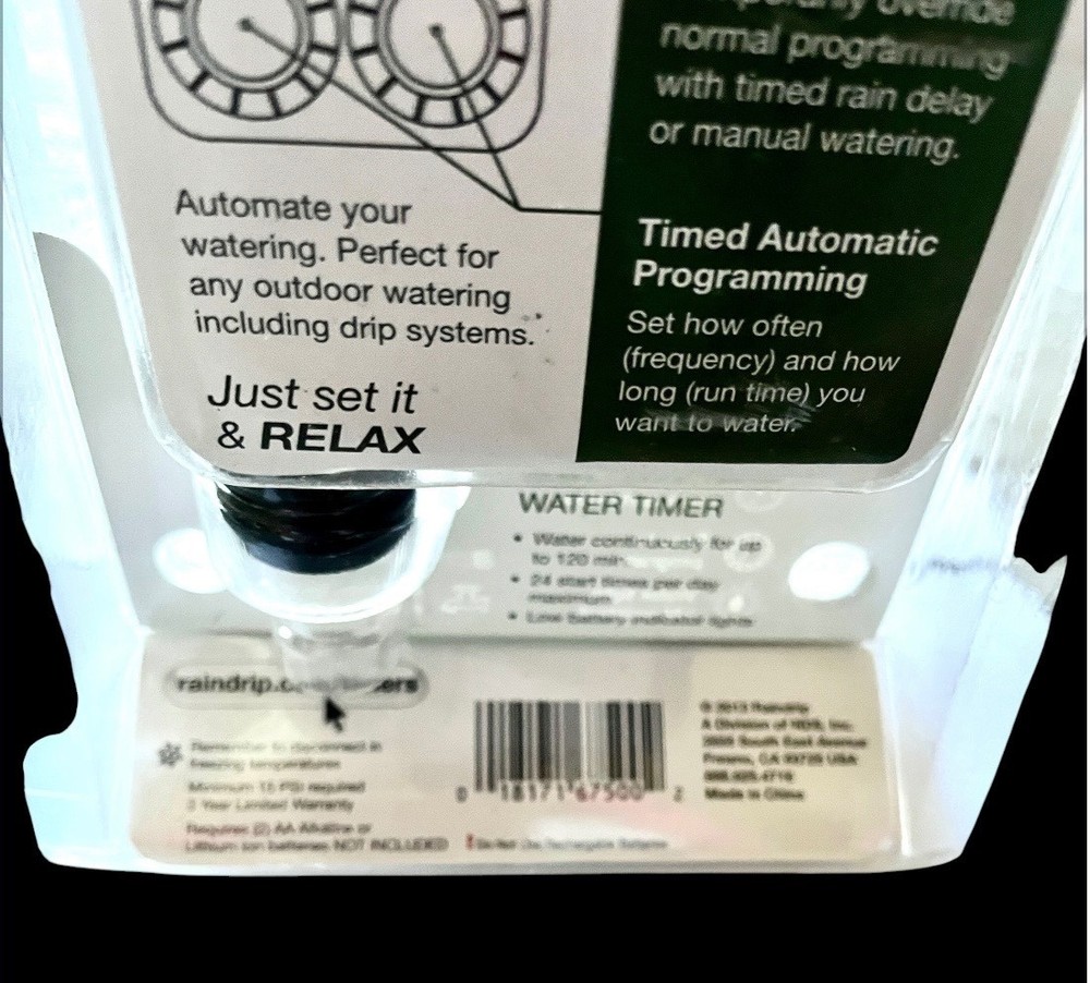 NEW SEALED ~ RAINDRIP Set-n-Flow Automatic Water Timer R675CT ~ Analog Hose/Drip