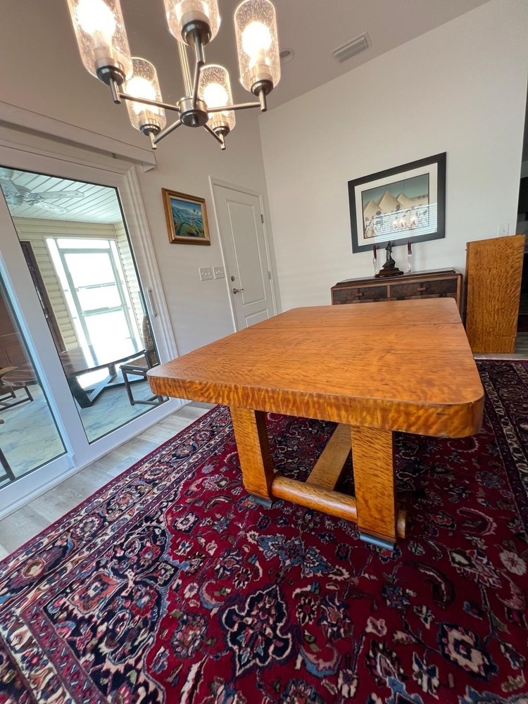 Art Deco Dining Table, Flamed Oak, High Quality