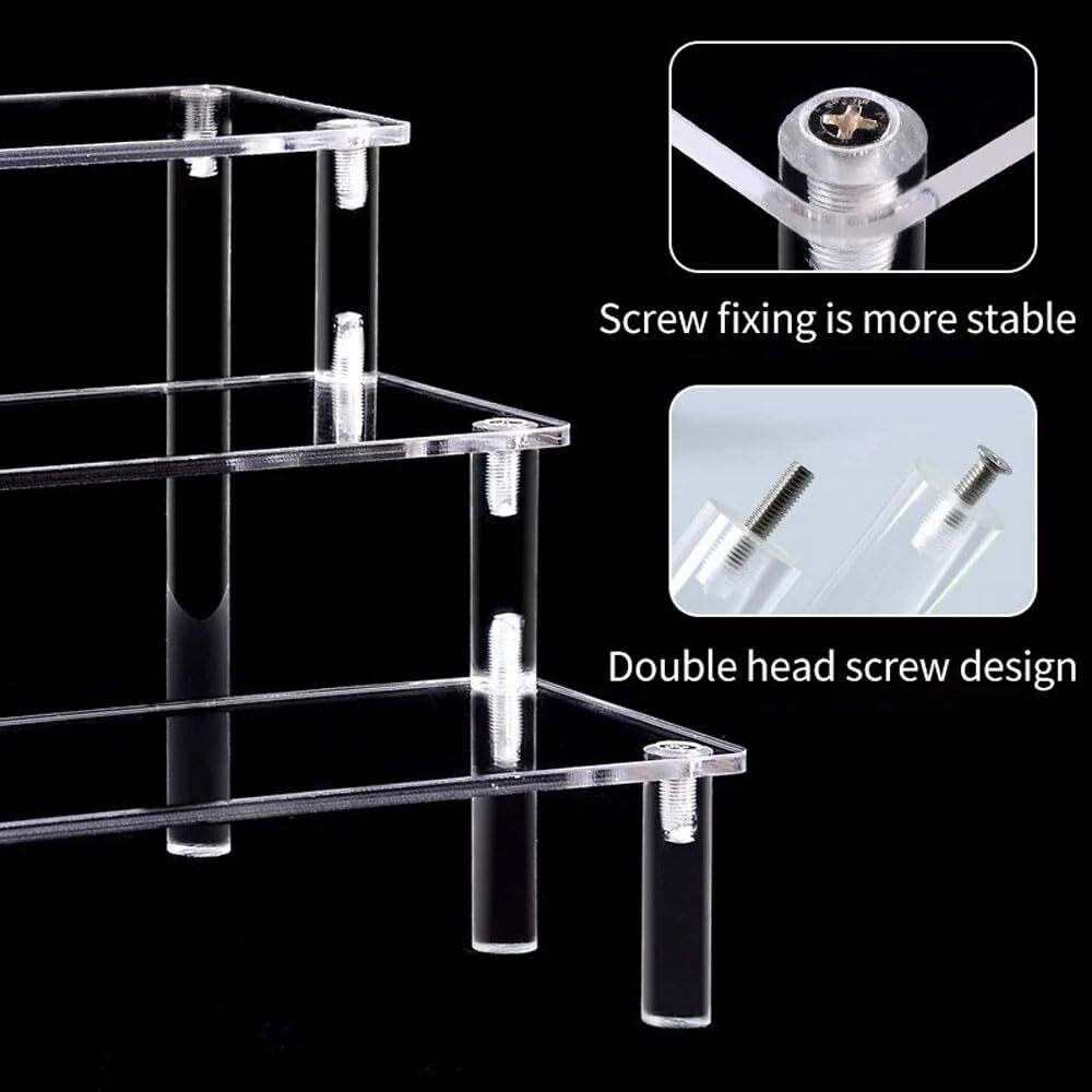 Acrylic Display Risers, 3 Tier Clear Perfume Organizer Stand, Large Shelf Riser