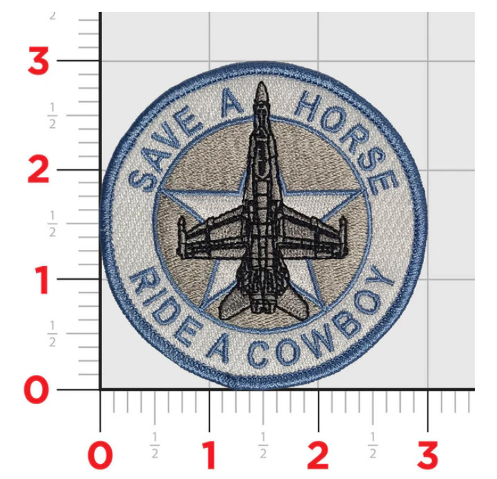 MARINE CORPS VMFA-112 SAVE A HORSE RIDE A COWBOY HOOK & LOOP EMBROIDERED PATCH