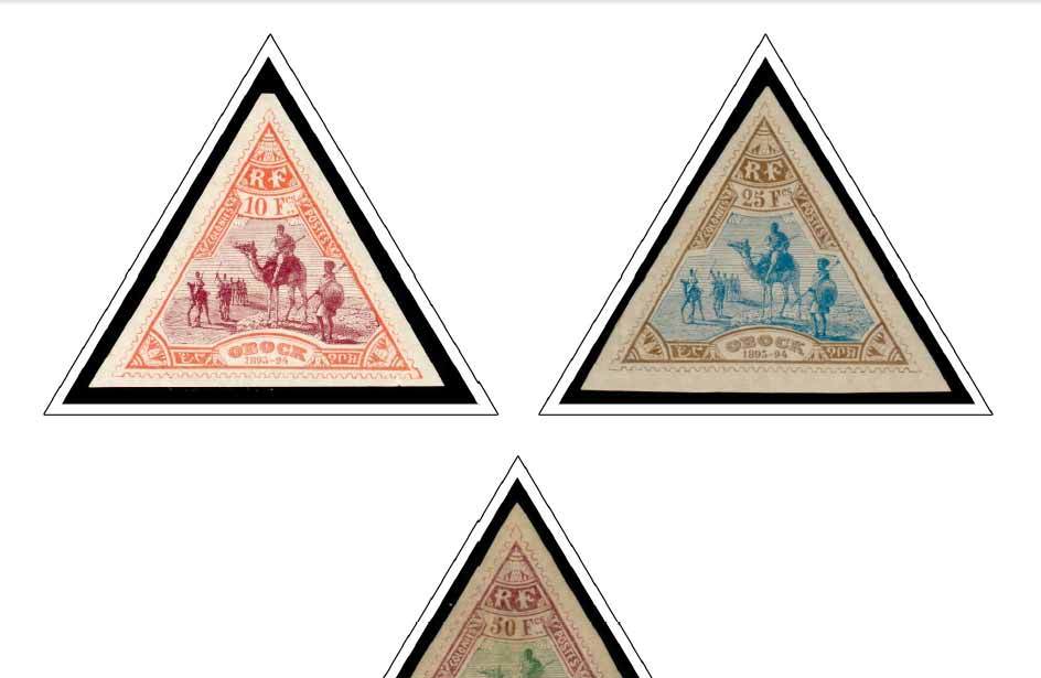 COLOR PRINTED OBOCK 1892-1894 STAMP ALBUM PAGES (5 illustrated pages)