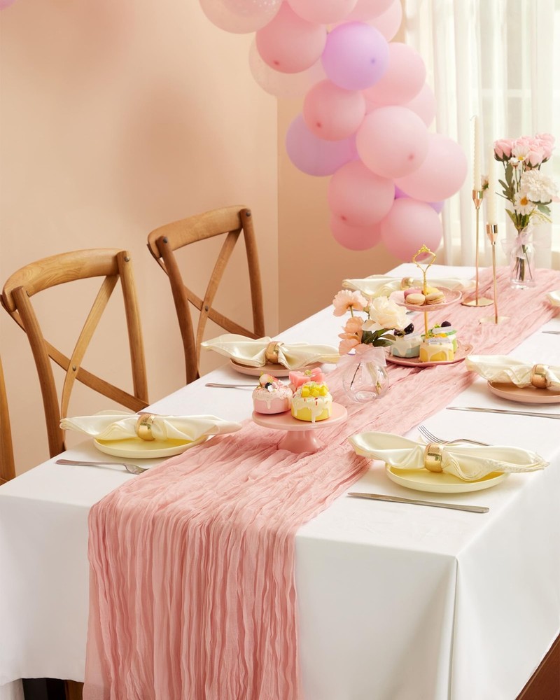 3Pack Cheese Cloths Table Runner, 120'' Boho Table Cloth Decorations for Part...