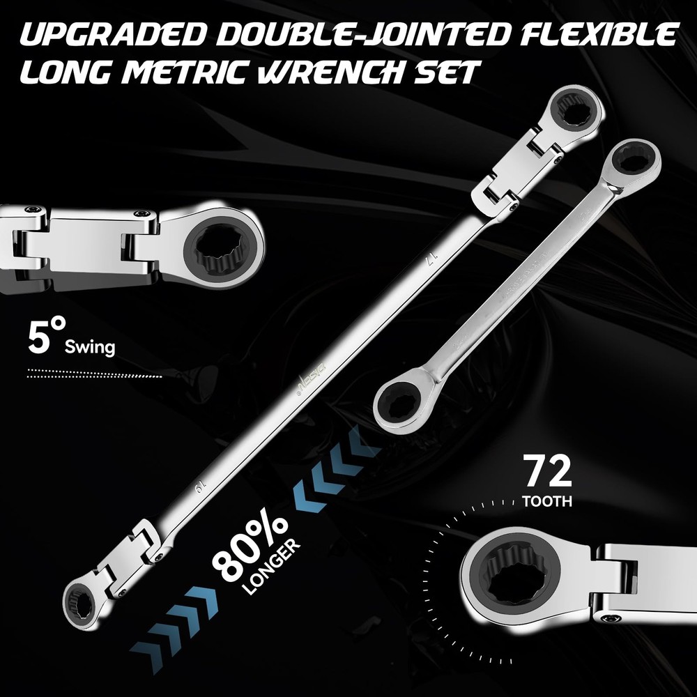 DISEN Double Jointed Extra Long Set (Silver), Bright Silver