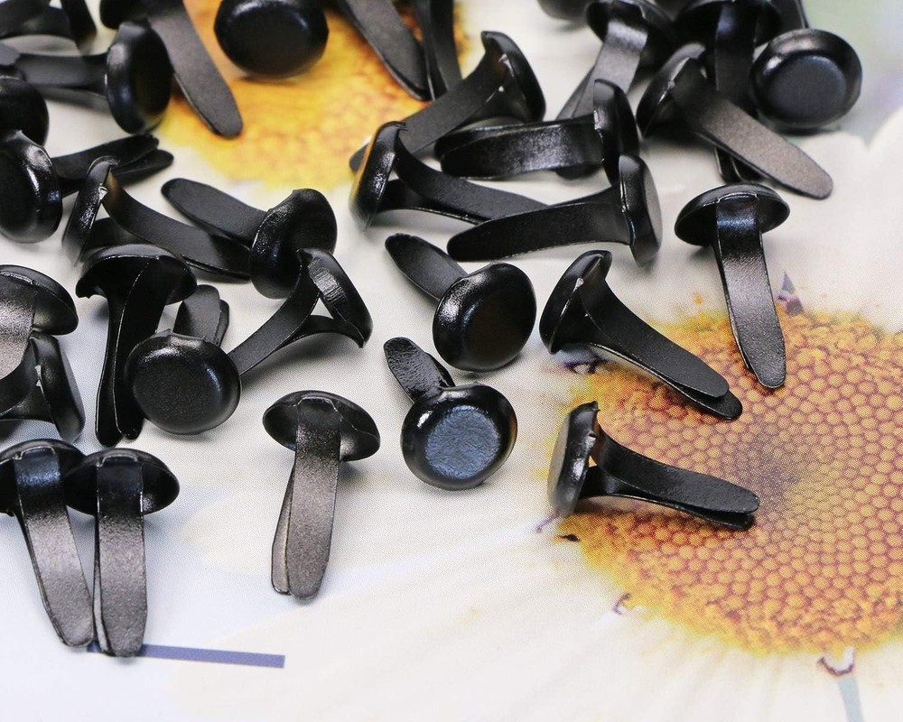 Versatile 100Pcs Black Brass Brads - Mini Fasteners for Scrapbooking Projects