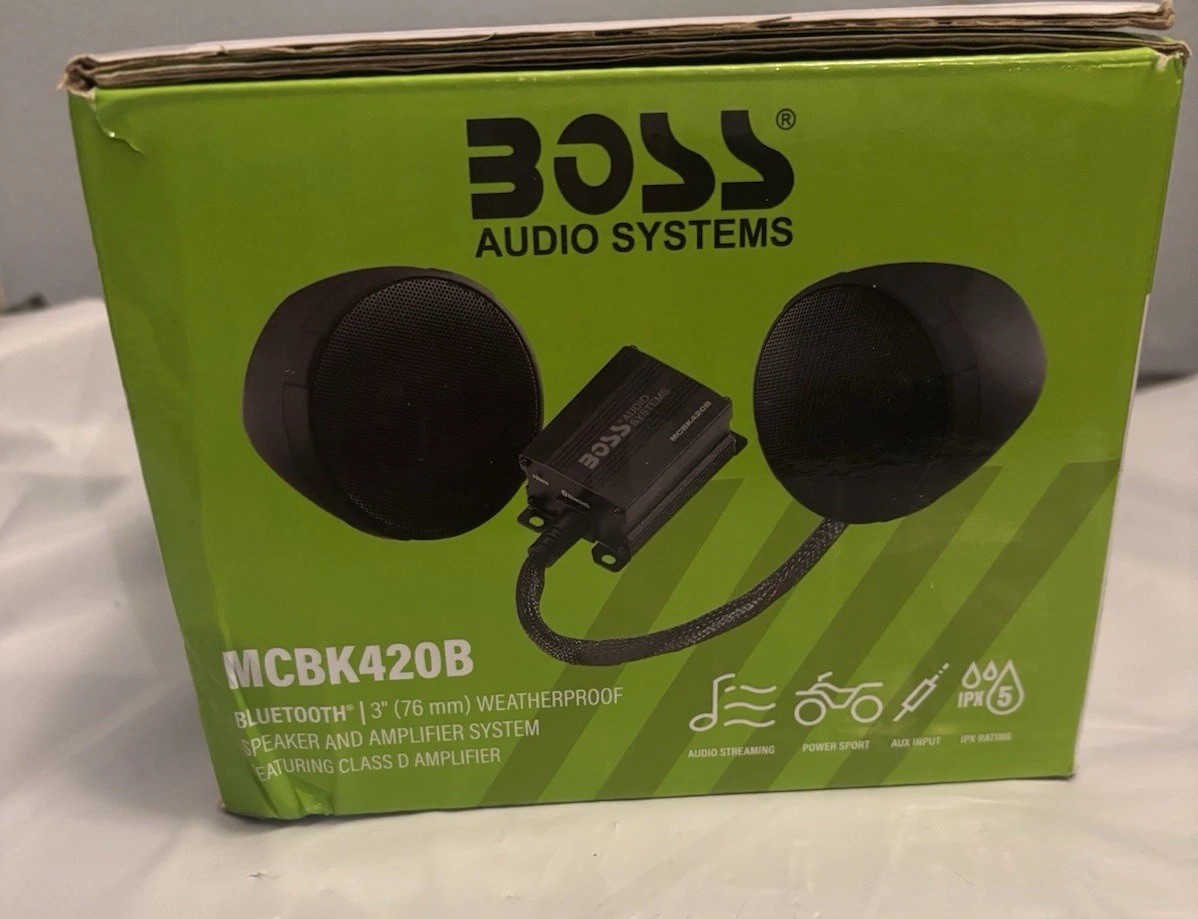Boss 600 Watt Bluetooth Black Motorcycle Sound System (MCBK420B)