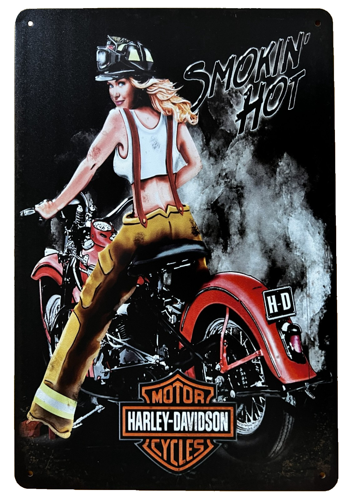 Harley Fire Hot Tin Sign (Panhead Knucklehead Fireman Sportster Bobber W50192