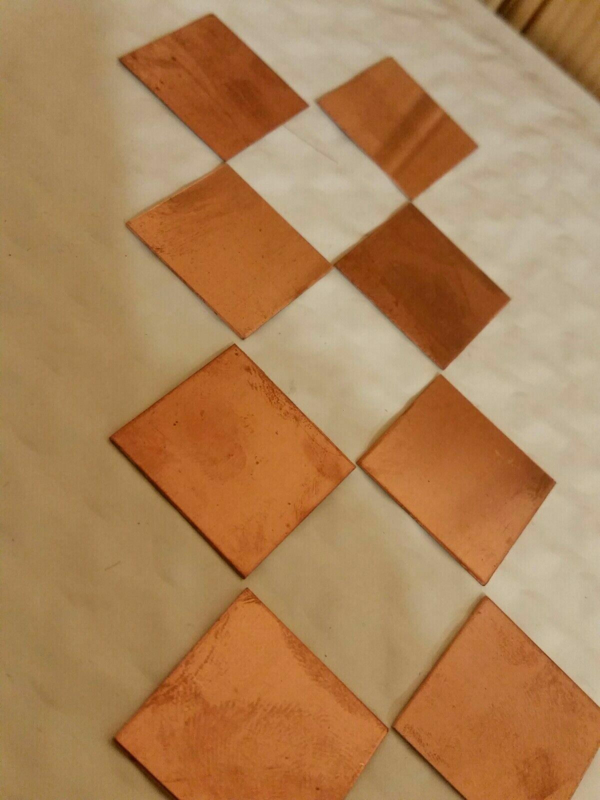 Copper Square 1" .020 Thick 8 piece lot jewelry 020 0.020 Art Solder Welding