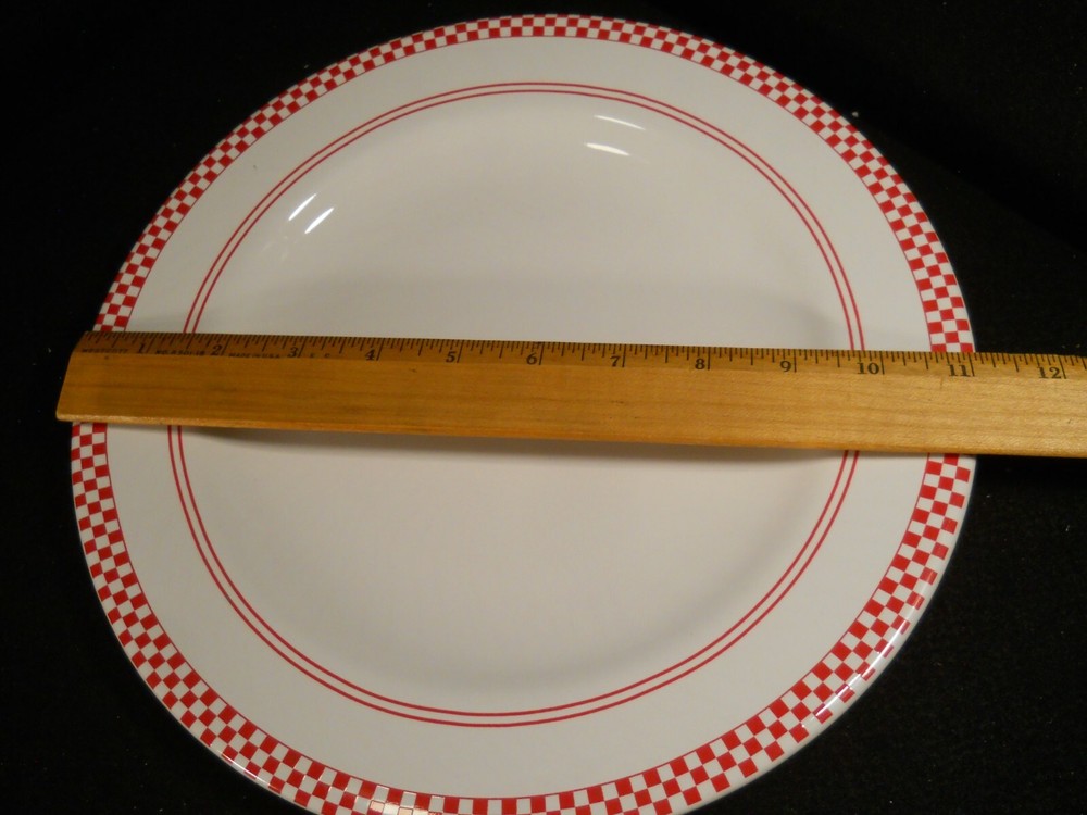 Emeril Red Checkboard Dinnerware~4 pc Place Setting~Dinner/Luncheon/Salad