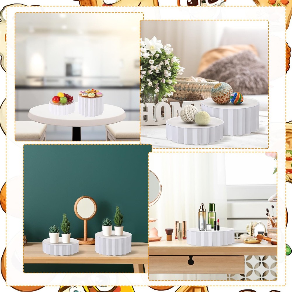 6 Pcs Buffet Risers Food Display for Buffet Table, Acrylic Foldable Cardboard...