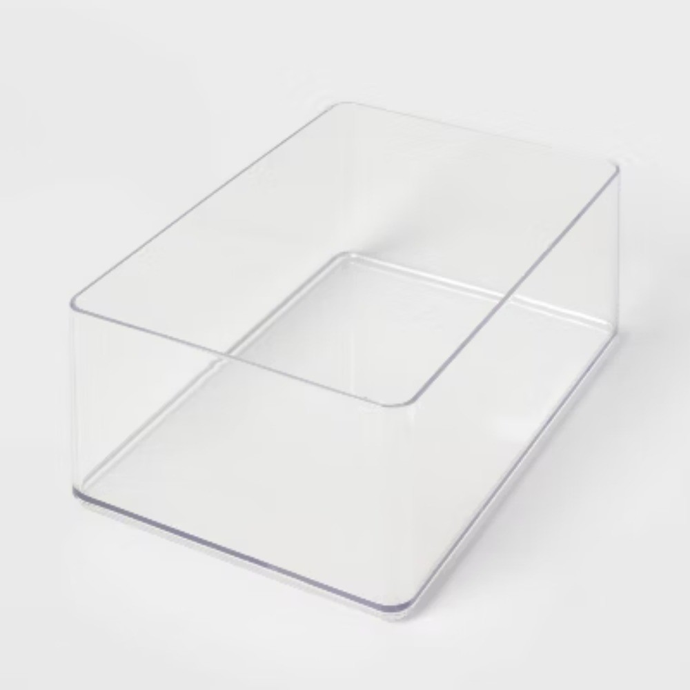 Large Plastic Bathroom Tray Clear  Organizer, Stackable Storage, Hand Washable