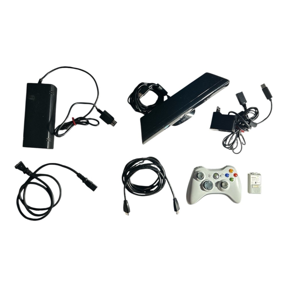OEM Xbox 360 S AC Adapter, Kinect Sensor Bar, Controller, Nyko Battery, Cable