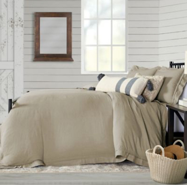 Sunham Washed King 3 Piece Duvet Set - Stone