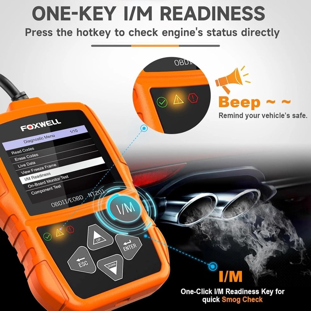 Compact NT201 OBDII Diagnostic Tool - Live Data & Fault Code Reader for All Cars
