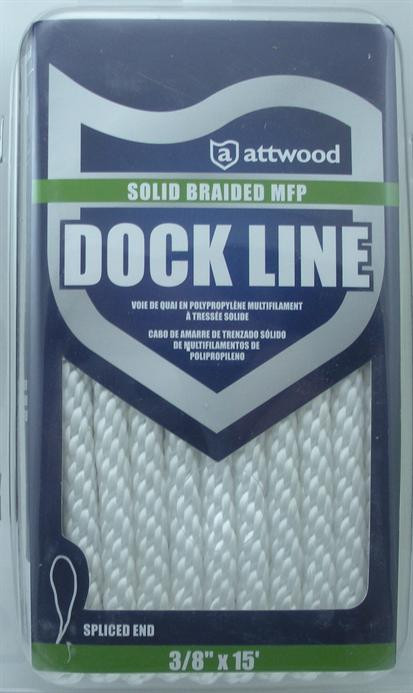 Attwood 11737-7 Solid Braid  MFP Dock Line 3/8" x 15 Ft White