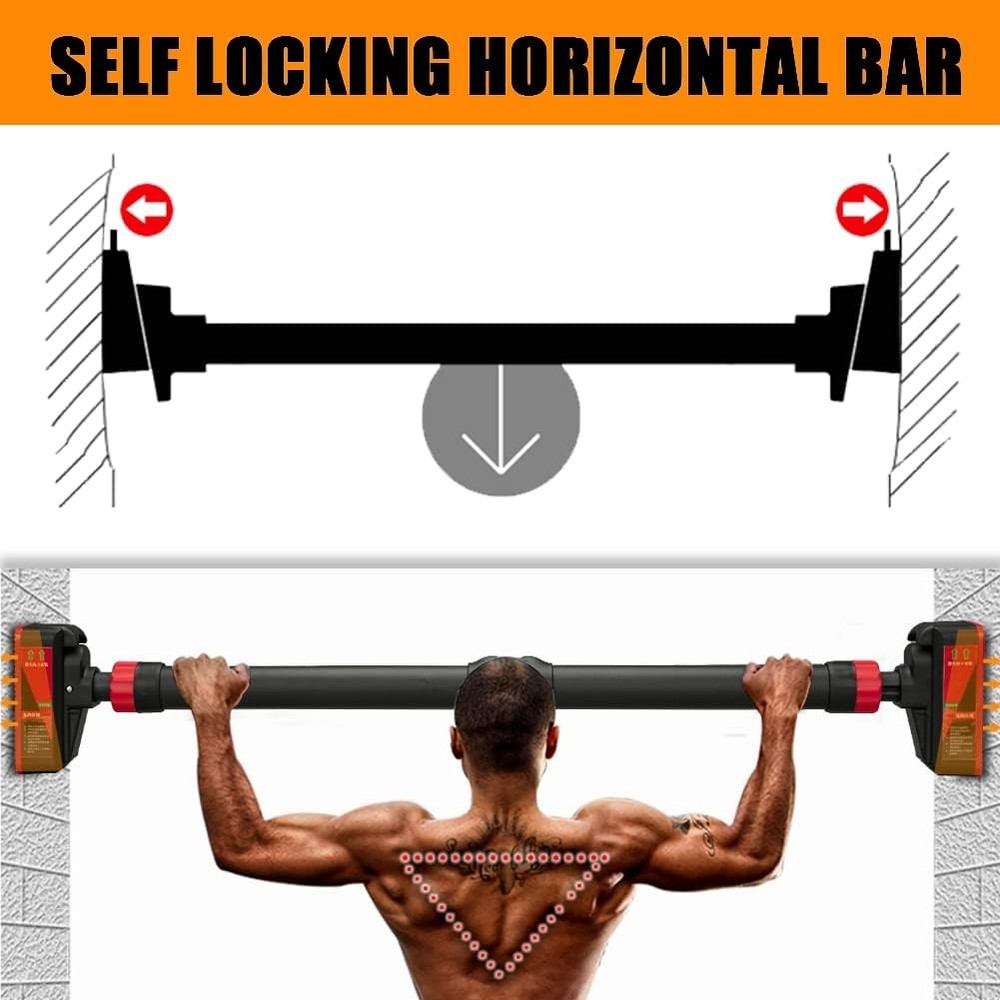 Pull Up Bar Chin Up Bar w/ Level Meter & Adjustable Width for Strength Training
