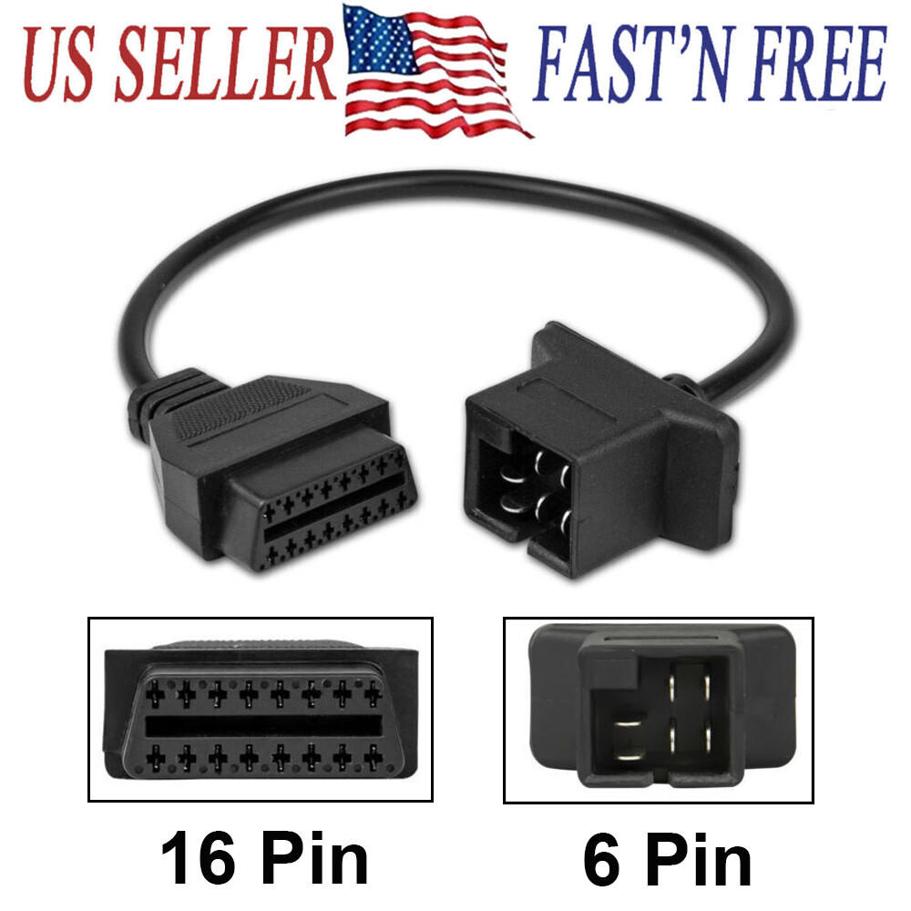 For Chrysler Jeep Dodge 6 Pin OBD to OBD2 Check Engine Adapter Cable Code Reader