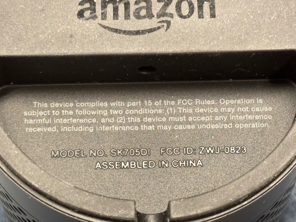2015 Amazon Echo Model SK705DI Black Smart Speaker - Works