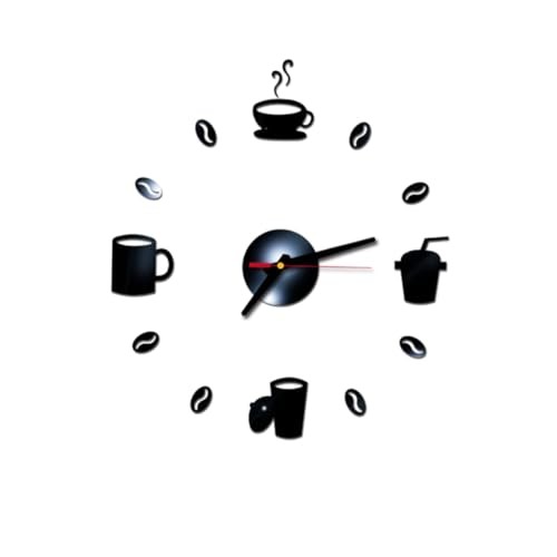 DIY Wall Clock Coffee Cup Sticker for Home Decor Decorative Medium Black