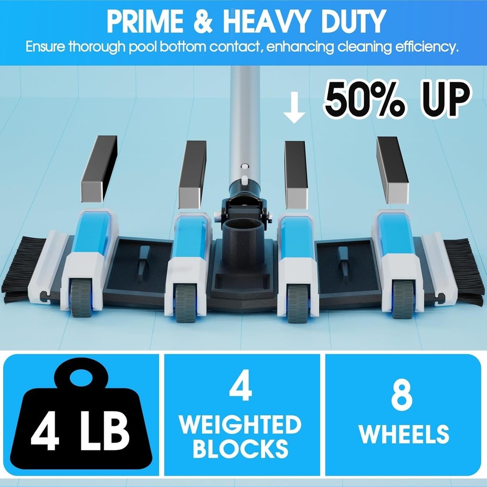 Enhanced Pool Vacuum Head with 4LB-Upgrade Direction-Control (Blue)