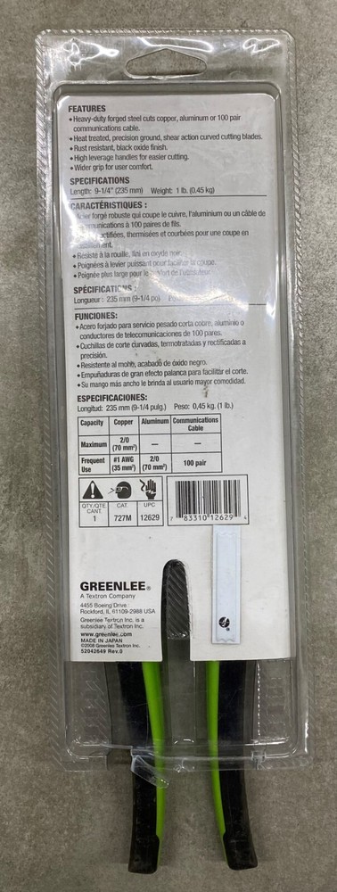 Greenlee 727M High Leverage Cable Cutter Molded Grip