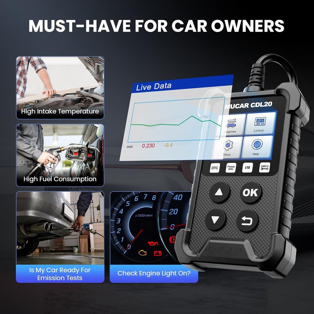 2025 MUCAR CDL20 OBD2 Code Reader Scanner Car Engine Light Diagnostic Scan Tool