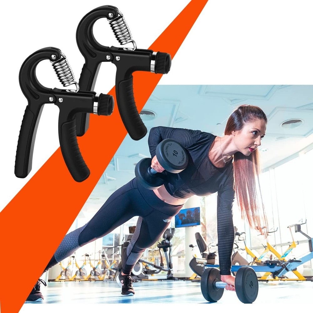 2 Pcs Hand Grip Strengthener Exerciser Workout Squeezer, black