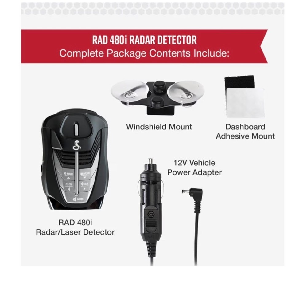 RAD 480i Laser Radar Detector – Long Range Detection, Bluetooth, Apple CarPlay a