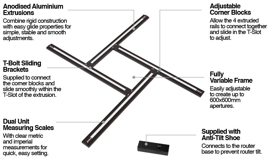 Trend Varijig Adjustable Router Guide Frame System - Woodworking Jig