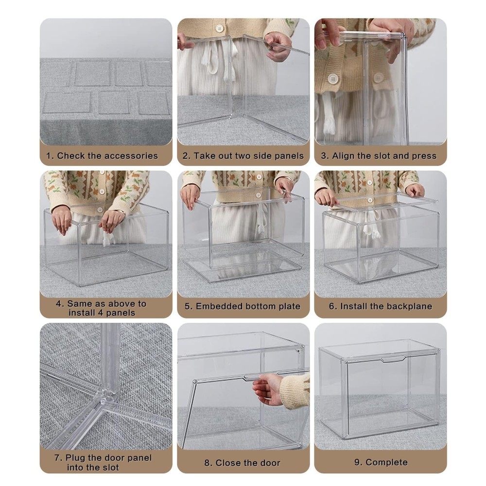 GUDEMAY Clear Stackable Plastic Storage Bins with Lid, L, Transparent -1 Pack