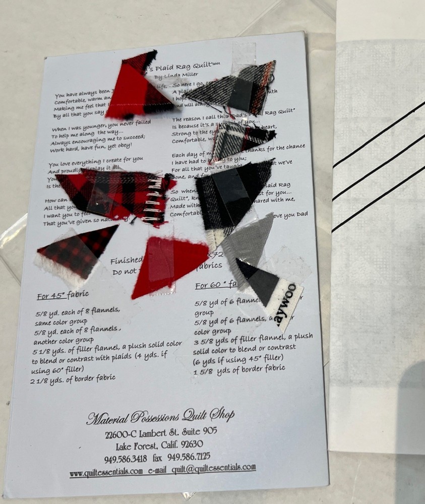 Dad’s Plaid Rag Quilt Pattern