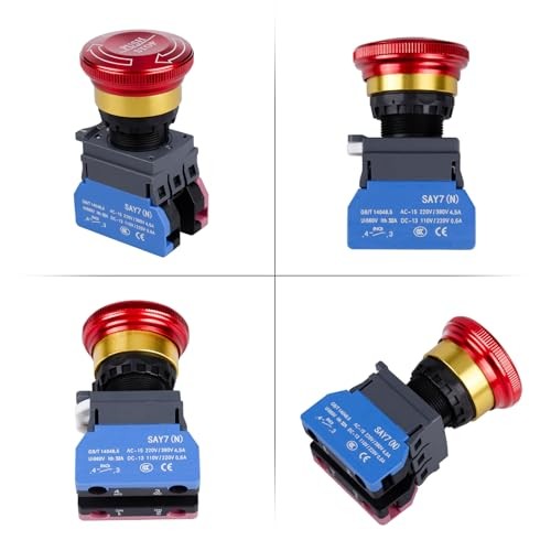 Emergency Stop Button 440V Latching Push Button Switch, 22mm Aluminum Alloy 32A