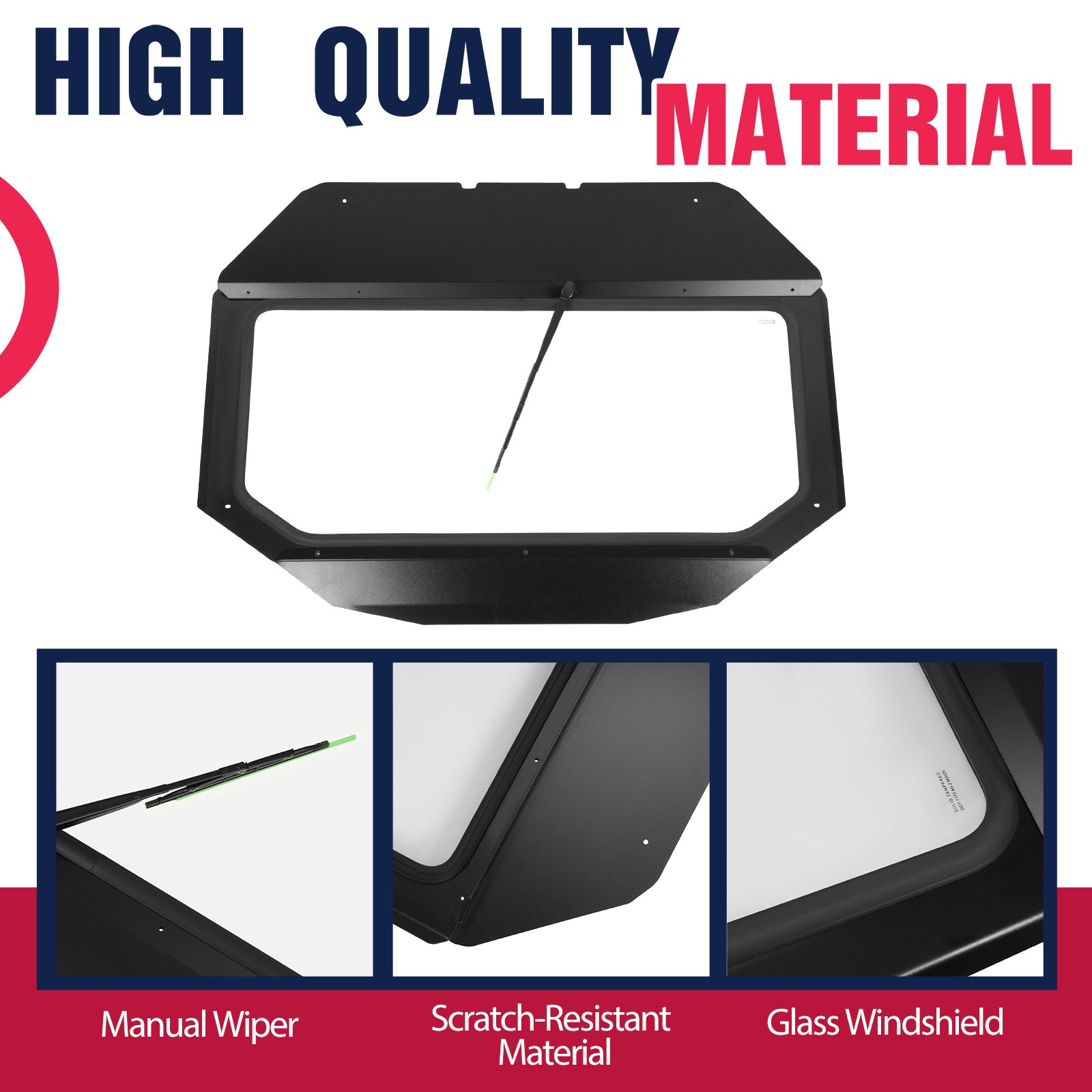 Glass Front Windshield w/ Wiper for Can-Am Maverick X3 DS Turbo 2017+ 18 19 ATV