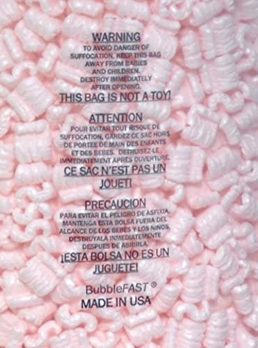 Bubblefast! 1.5 cu. ft. (10 Gallons) Pink Anti-Static Packing Peanuts Popcorn
