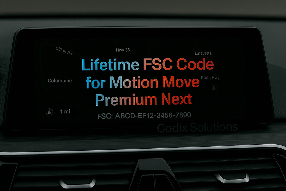 ONLY FSC CODE for Move Motion Premium Next Navigation 2025 BMW Road Map Update