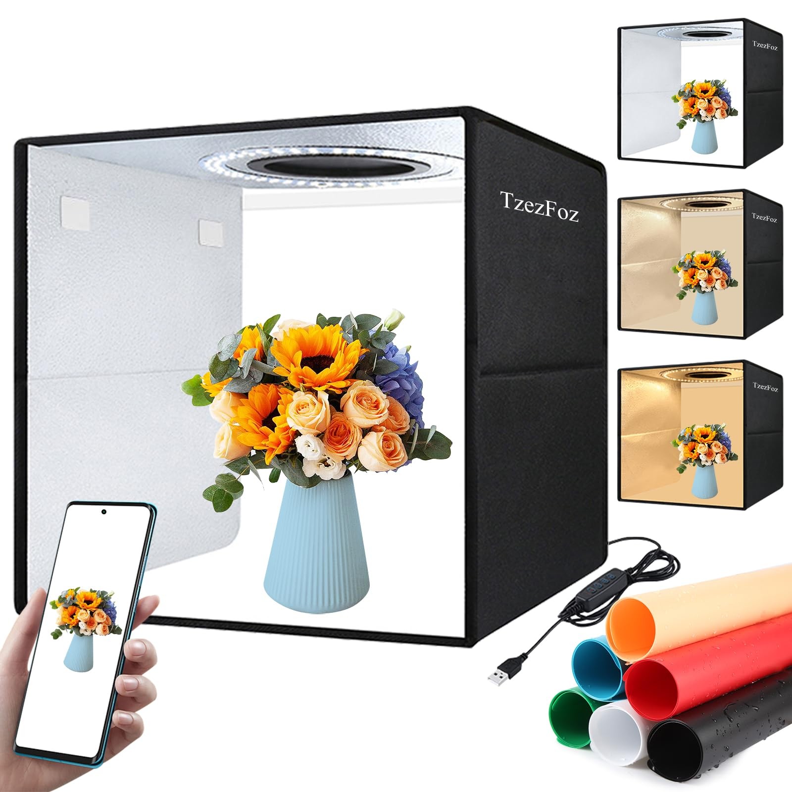 TzezFoz 16x16in Folding Portable Photo Lighting Upgrade 16x16 inch, 16*16in