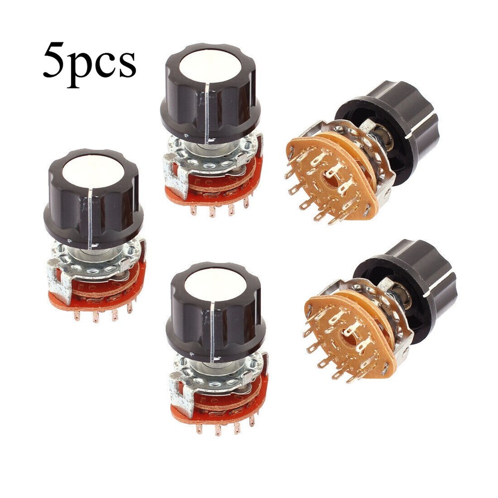 5pcs 2 Pole 6 Position Channel Selector Rotary Switch