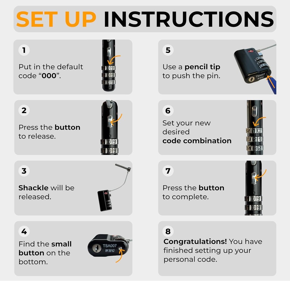 Professional Gun Case Lock — TSA Approved with 1 Pack, Black