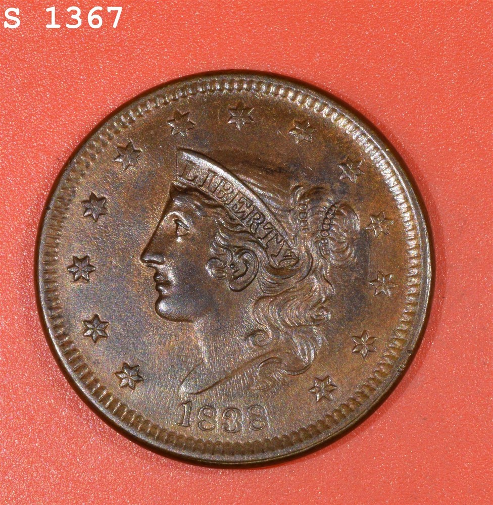 1838 Coronet Head Large Cent "BU RB"