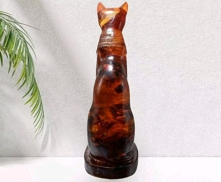 RARE ANCIENT EGYPTIAN ANTIQUE Statue Goddess Bastet Cat for Amber Stone Egypt BC
