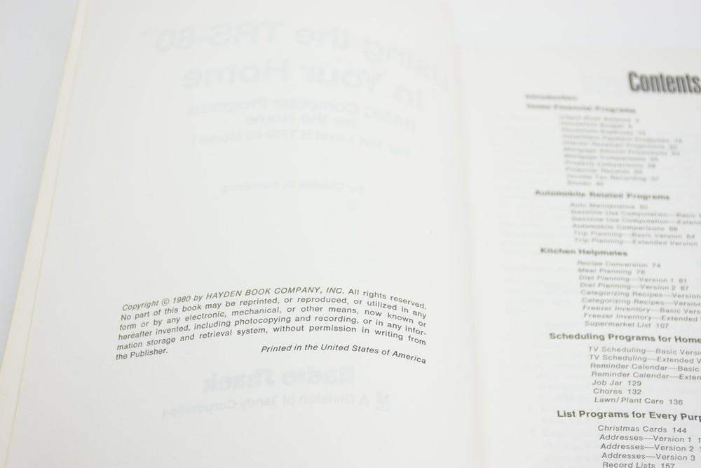 Radio Shack Using the TRS-80 in Your Home Basic Computer Programs 62-2069