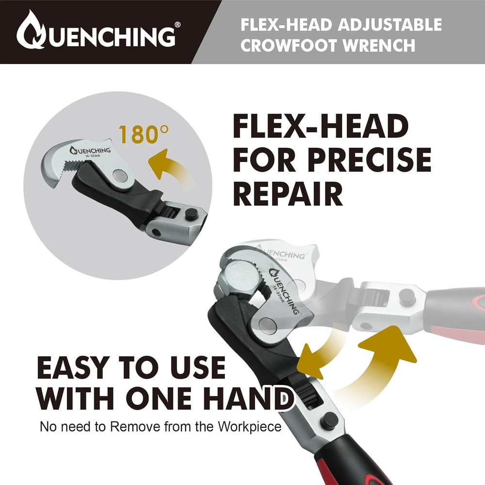 Adjustable Wrench Set, 2-Pcs 7.5" & 9.5", Self-Adjusting Crowfoot Wrenches