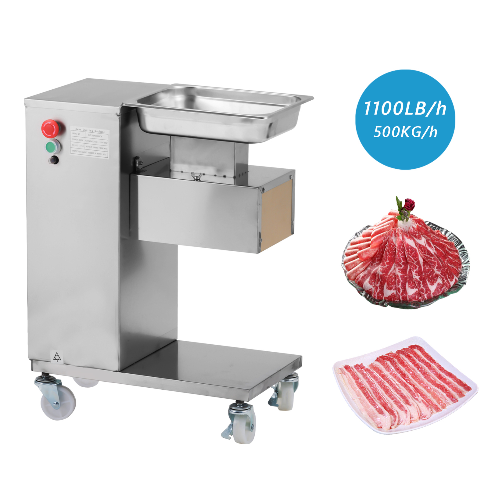 Meat Slicer with 5mm/3mm Blade Meat Cutting Machine 500KG Cutter Free Ship New