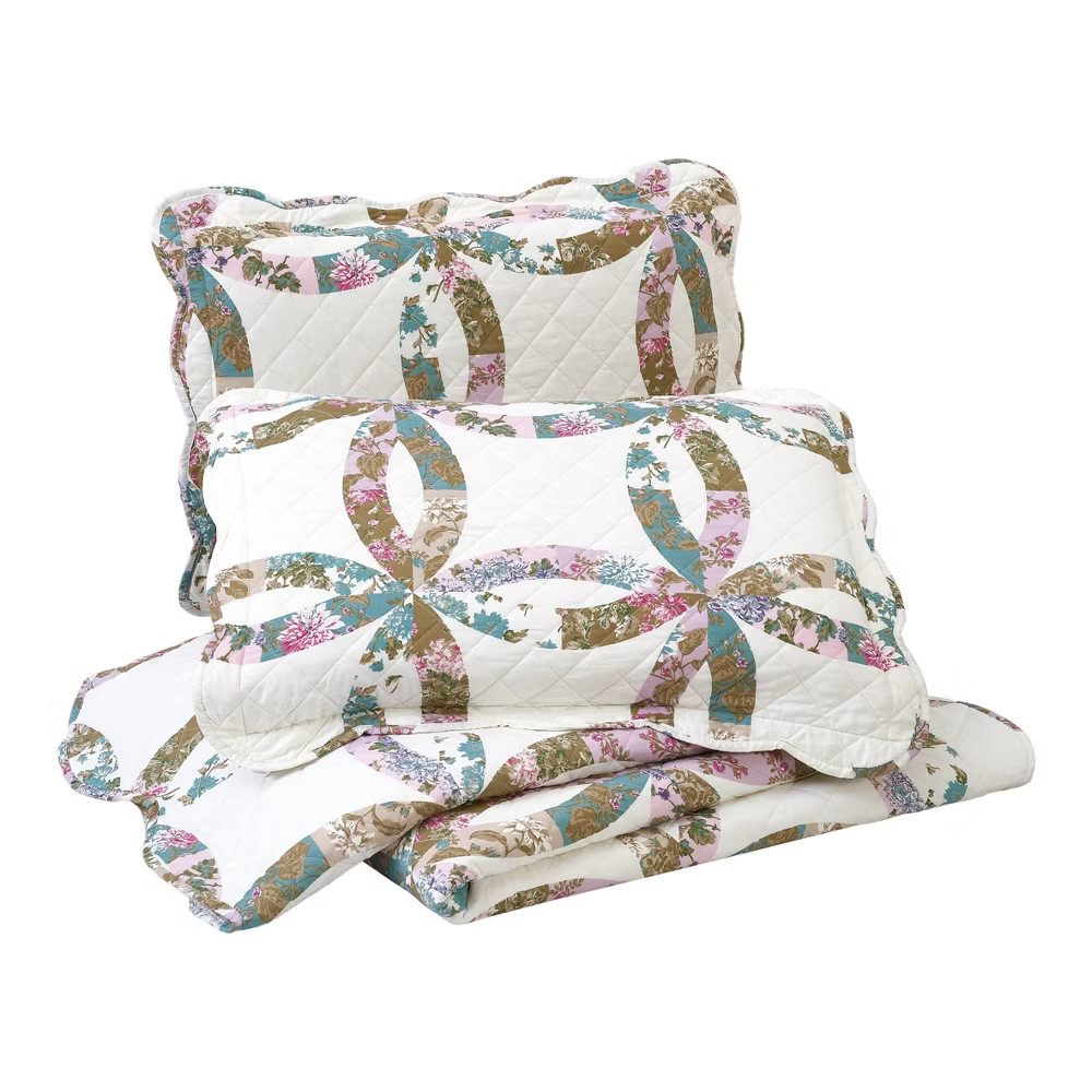 Modern Heirloom 3pc Full/Queen Dahila Chain Quilt Bedding Set
