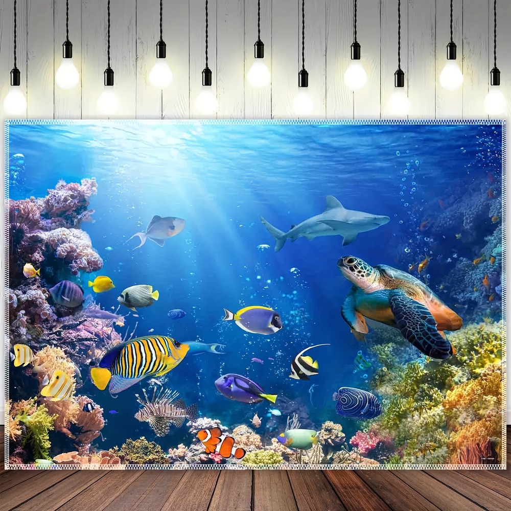 1pc 10x8ft vivid underwater scene background - durable polyester ocean themed
