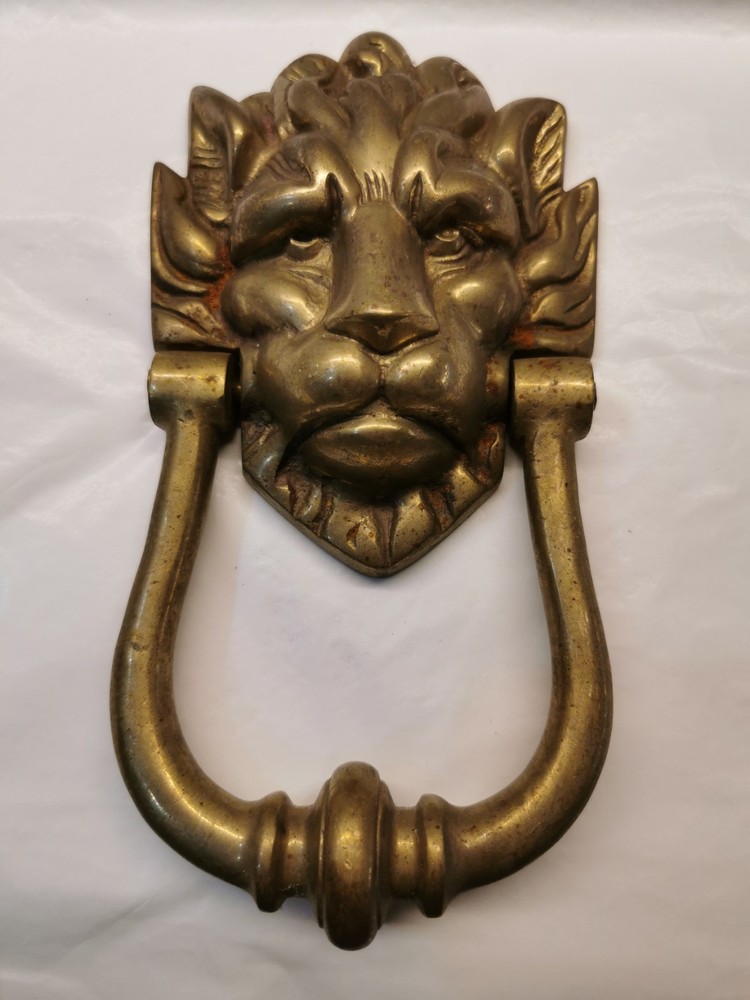 Vintage Solid Brass Lion's Mask / Face Door Knocker
